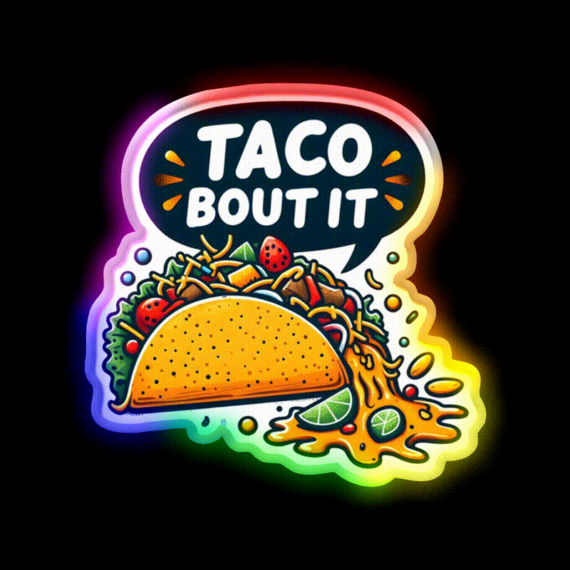 Taco Tuesday Taco Lover Fast Food Led Neon Sign For Burger Place Rgb Color - LED neon sign close-up detail