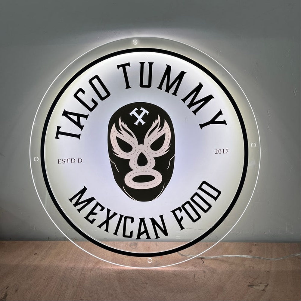 Taco Tummy Mexican Food Acrylic Business Logo Sign