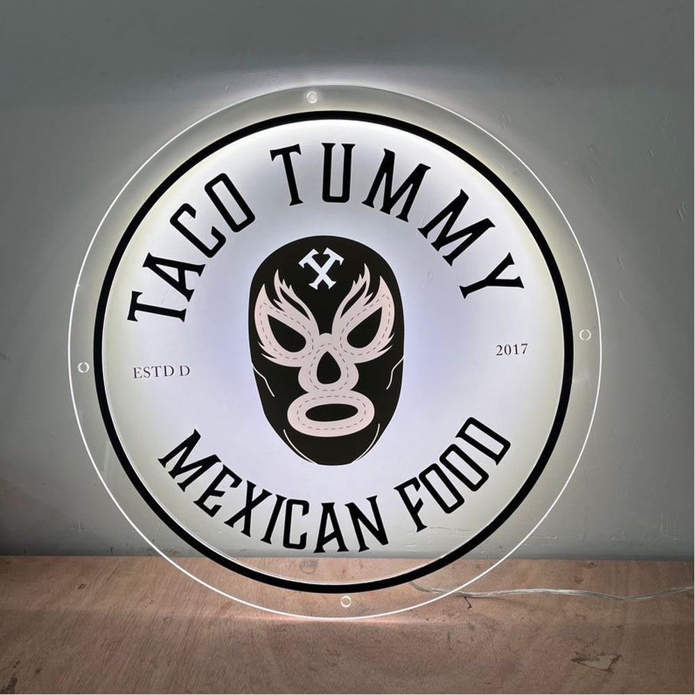 Taco Tummy Mexican Food Acrylic Business Logo Sign - Shineneon