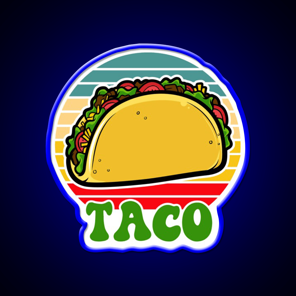 Taco Vintage Retro Sunset Mexican Fast Food Taco Led Neon Sign Rgb Color - Shineneon