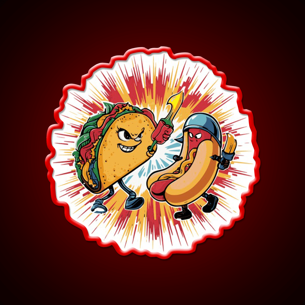 Taco Vs Hot Dog Battle Taco Led Neon Sign Mexican Food Sign Rgb Color - Shineneon