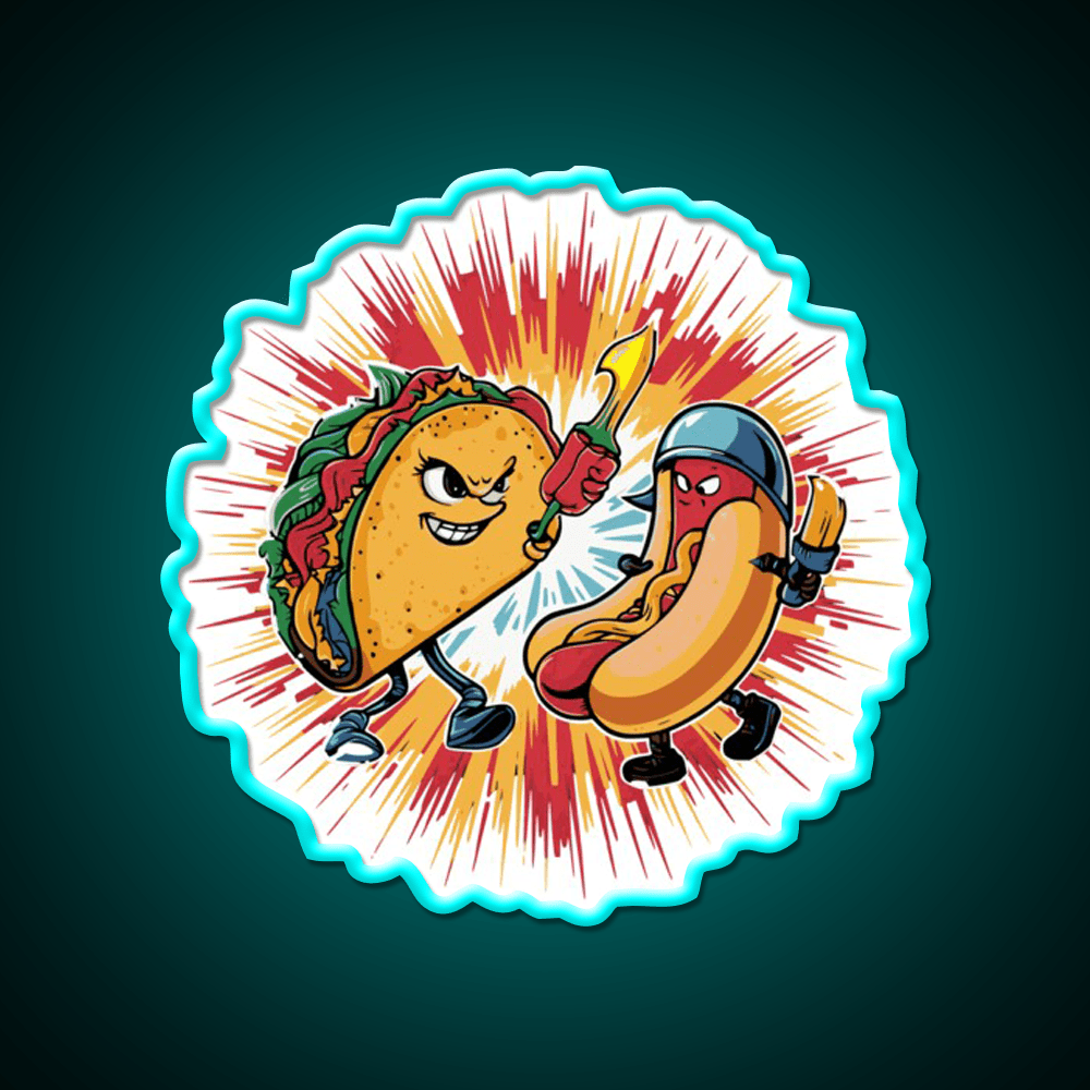 Taco Vs Hot Dog Battle Taco Led Neon Sign Mexican Food Sign Rgb Color - Shineneon