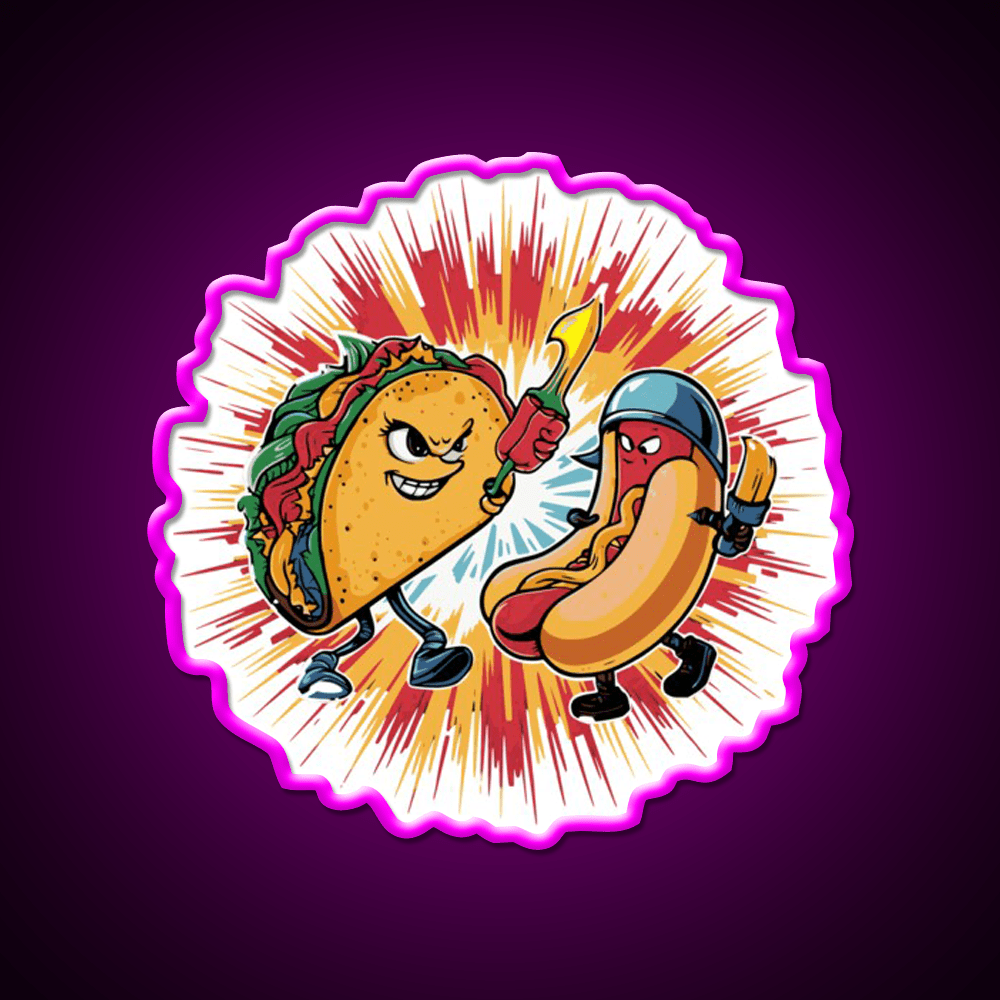 Taco Vs Hot Dog Battle Taco Led Neon Sign Mexican Food Sign Rgb Color - Shineneon