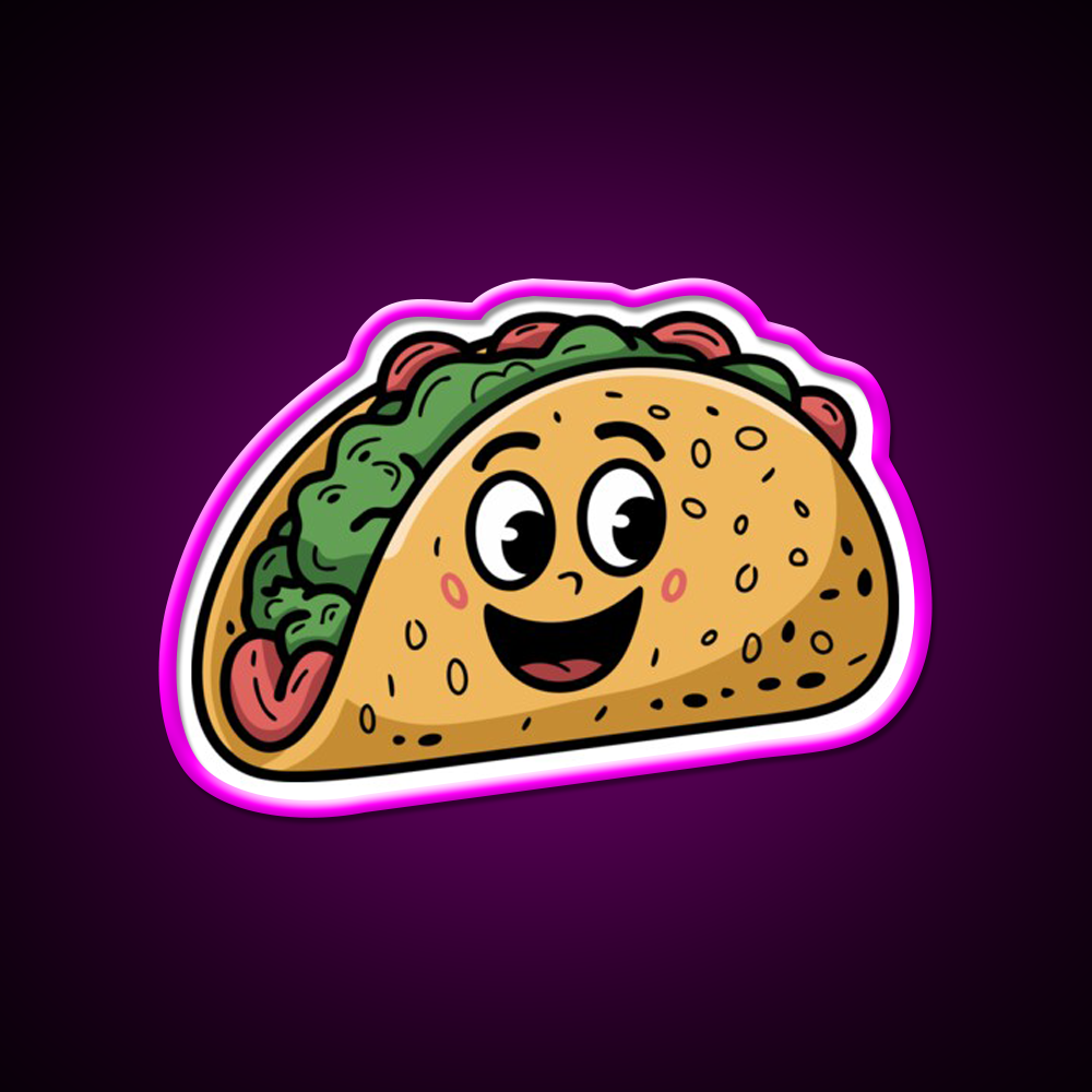 Taco With A Happy Face Taco Led Neon Sign Mexican Food Sign Rgb Color