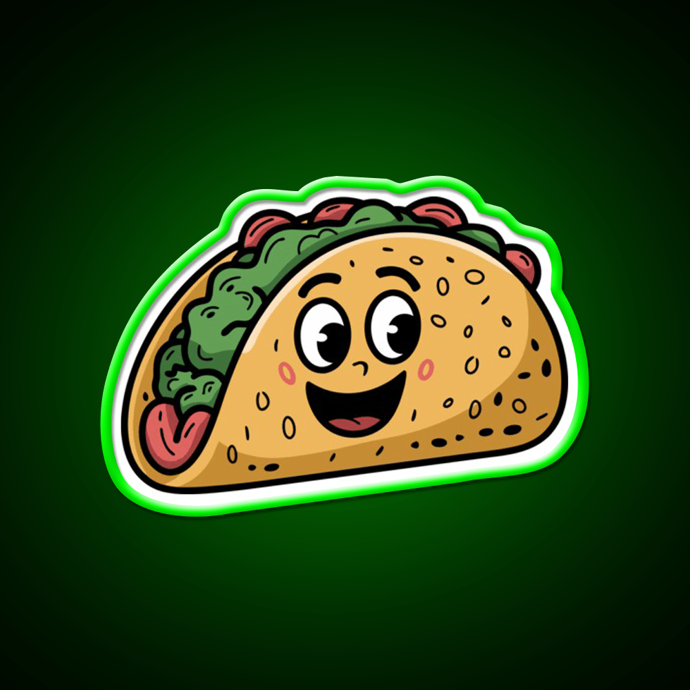 Taco With A Happy Face Taco Led Neon Sign Mexican Food Sign Rgb Color - Shineneon