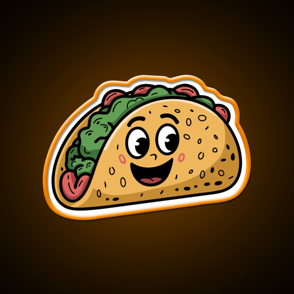 Taco With A Happy Face Taco Led Neon Sign Mexican Food Sign Rgb Color - Shineneon