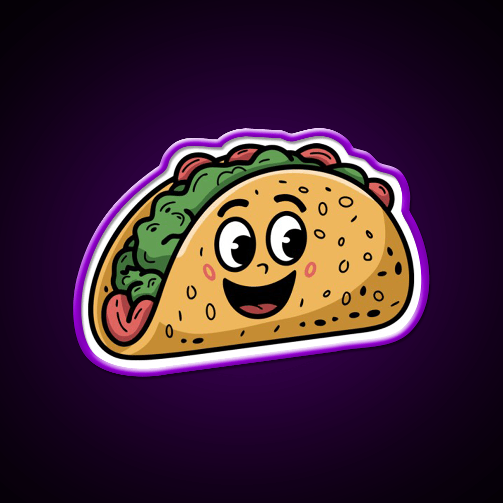 Taco With A Happy Face Taco Led Neon Sign Mexican Food Sign Rgb Color - Shineneon