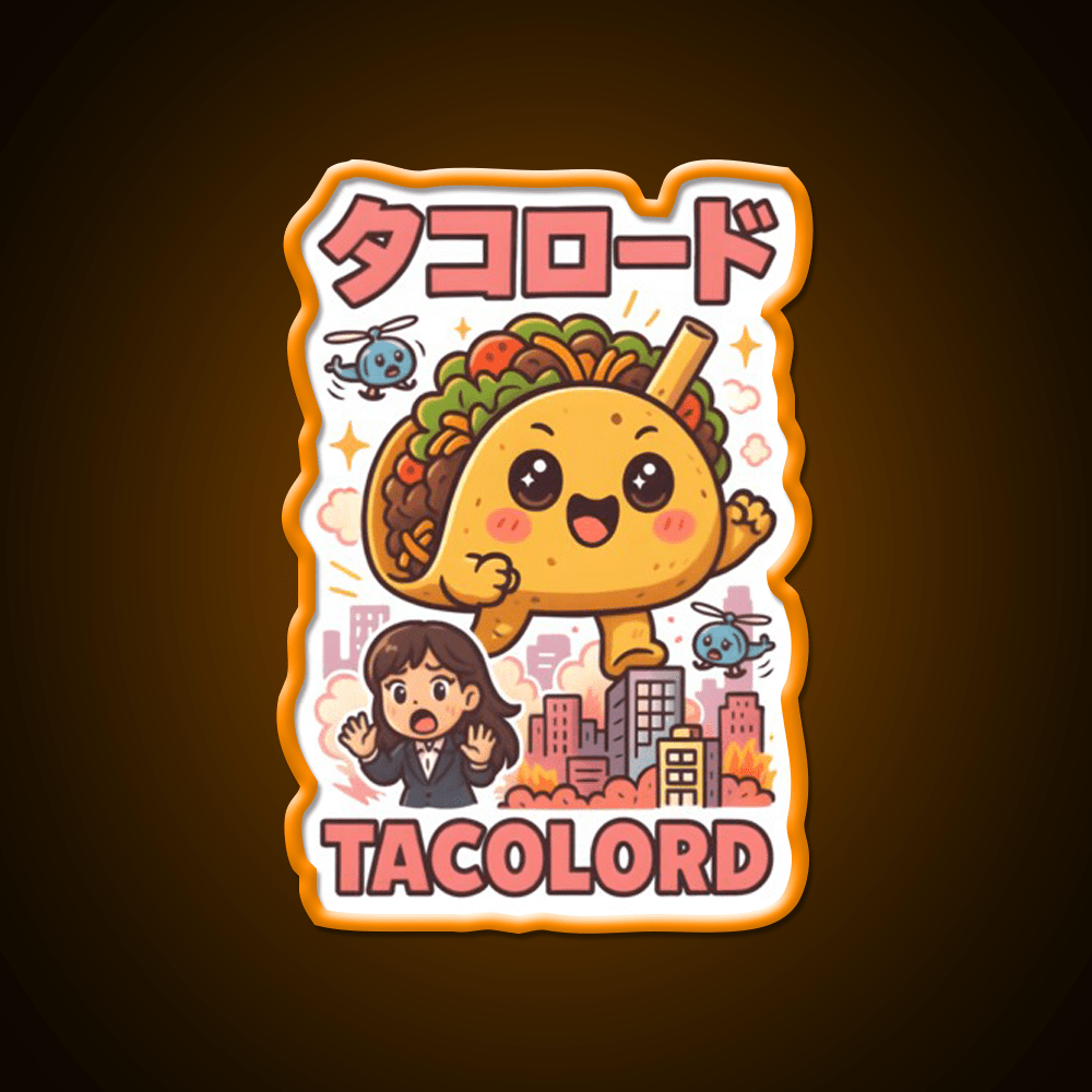 Tacolord Kawaii Chibi Taco Kaiju Parody Art Taco Led Neon Sign Rgb Color - Shineneon