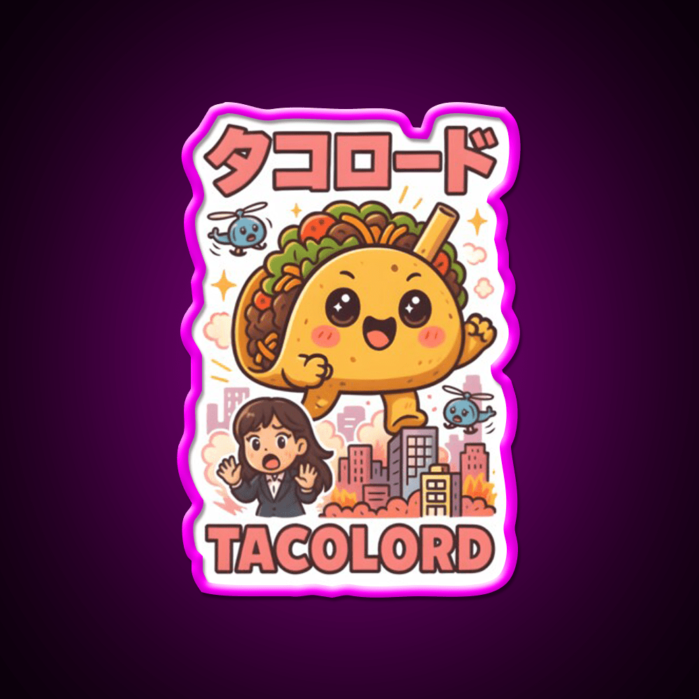 Tacolord Kawaii Chibi Taco Kaiju Parody Art Taco Led Neon Sign Rgb Color - Shineneon