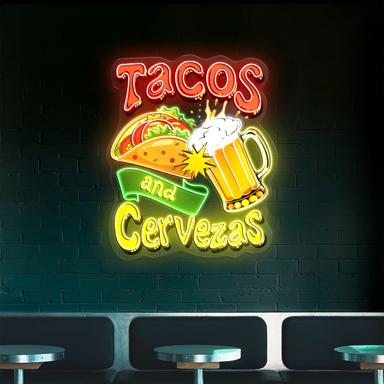 Tacos and Cervezas Acrylic Led Neon Sign | Shineneon