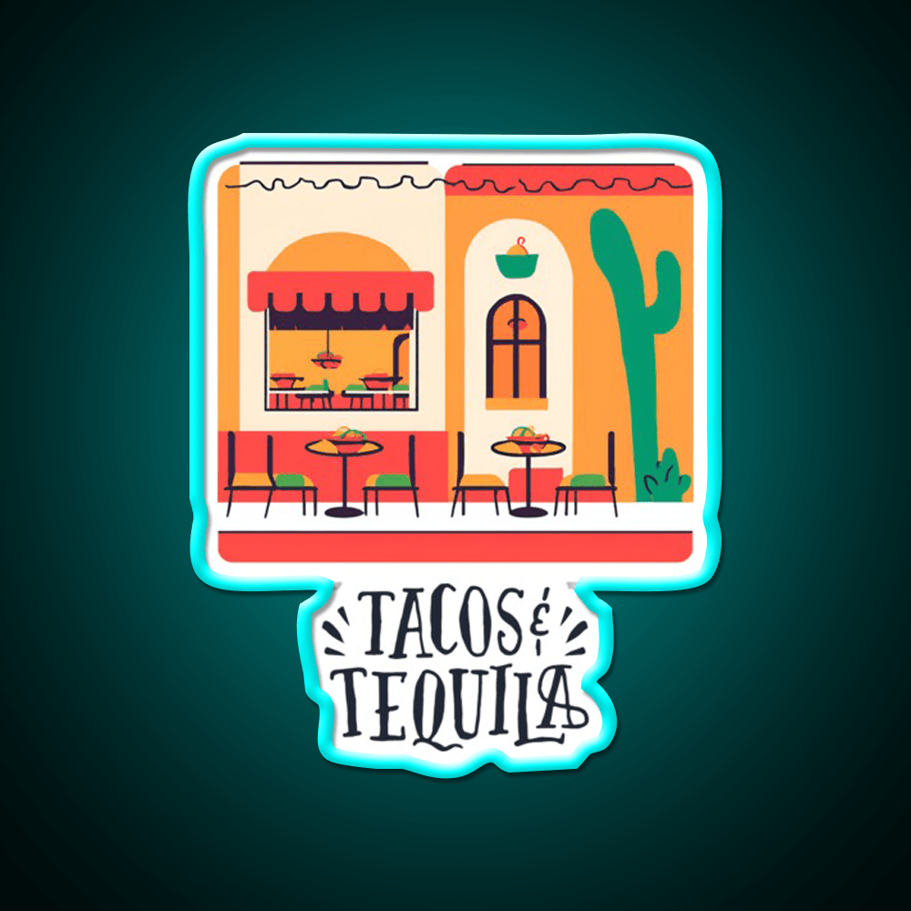 Tacos And Tequila Party Drink Tequila Led Neon Sign Bar Wall Light Rgb Color - Shineneon