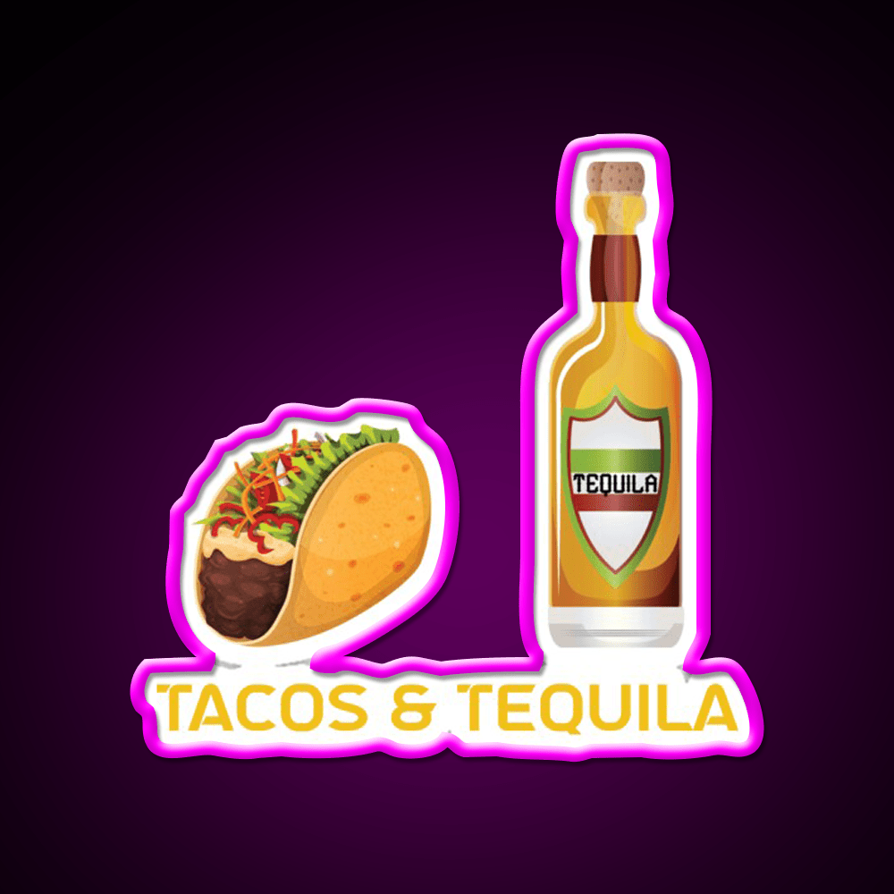 Tacos And Tequila Party Drink Tequila Led Neon Sign Rgb Color - Shineneon