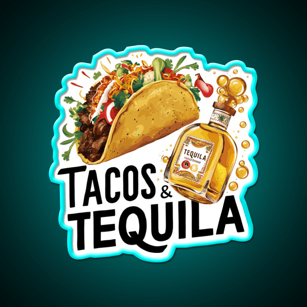 Tacos And Tequila Party Drink Tequila Led Neon Sign Wall Light Rgb Color - Shineneon