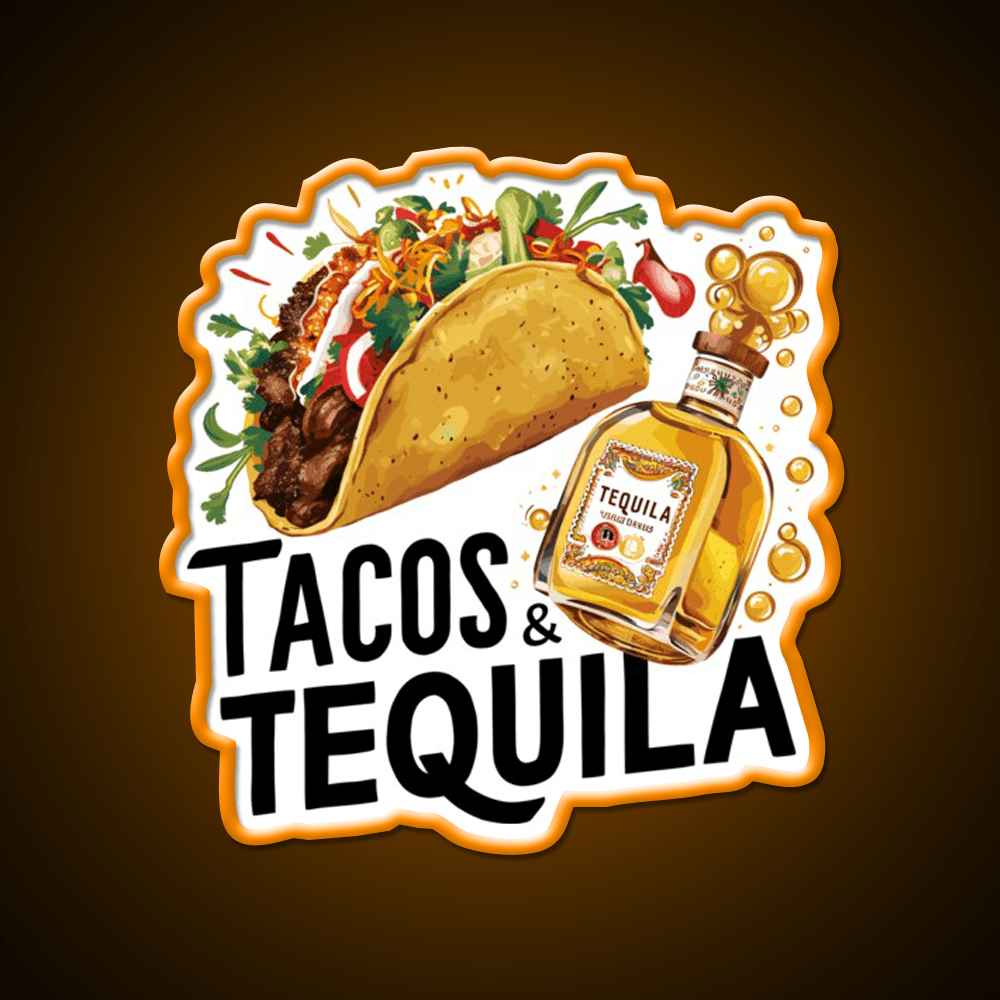 Tacos And Tequila Party Drink Tequila Led Neon Sign Wall Light Rgb Color - Shineneon