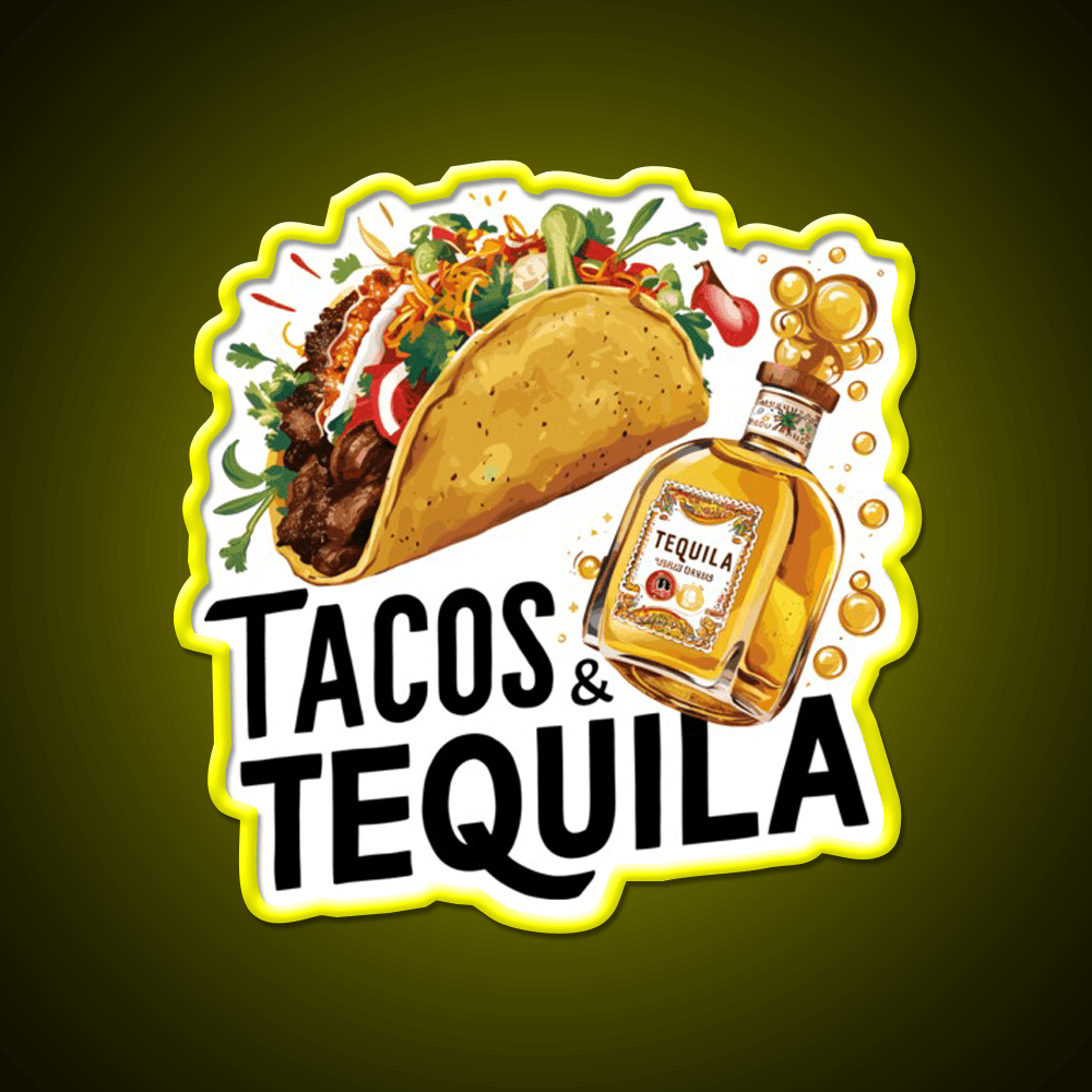 Tacos And Tequila Party Drink Tequila Led Neon Sign Wall Light Rgb Color - Shineneon