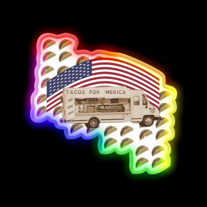 Tacos For Merica Taco Led Neon Sign Mexican Food Sign Rgb Color - LED neon sign close-up detail