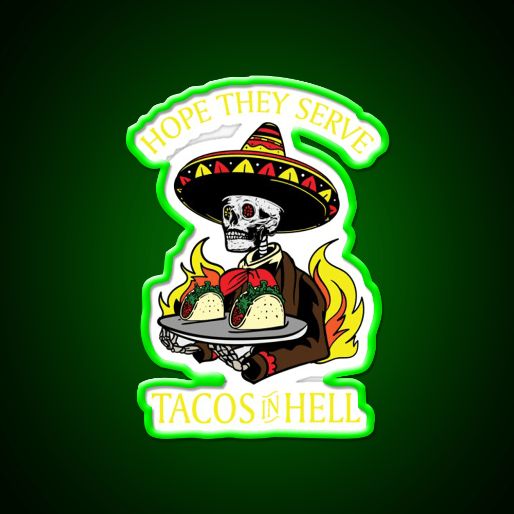 Tacos In Hell Satanic Hail Satan Occult Taco Led Neon Sign Rgb Color - Shineneon