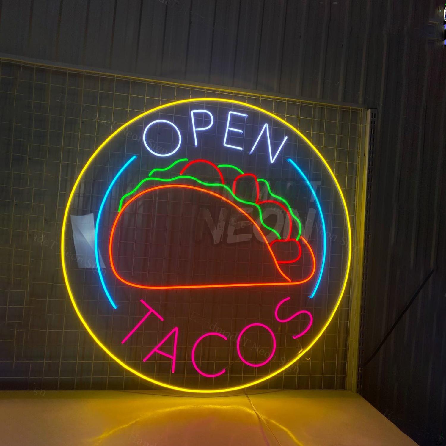 Tacos Open Led Sign Fast Food Restaurant Wall Decor | Shineneon