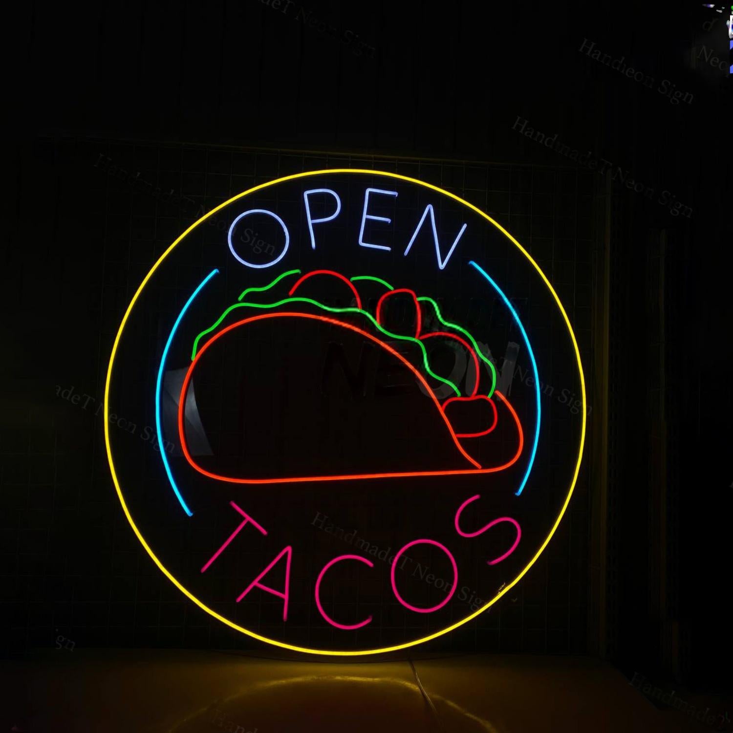 Tacos Open Led Sign Fast Food Restaurant Wall Decor | Shineneon