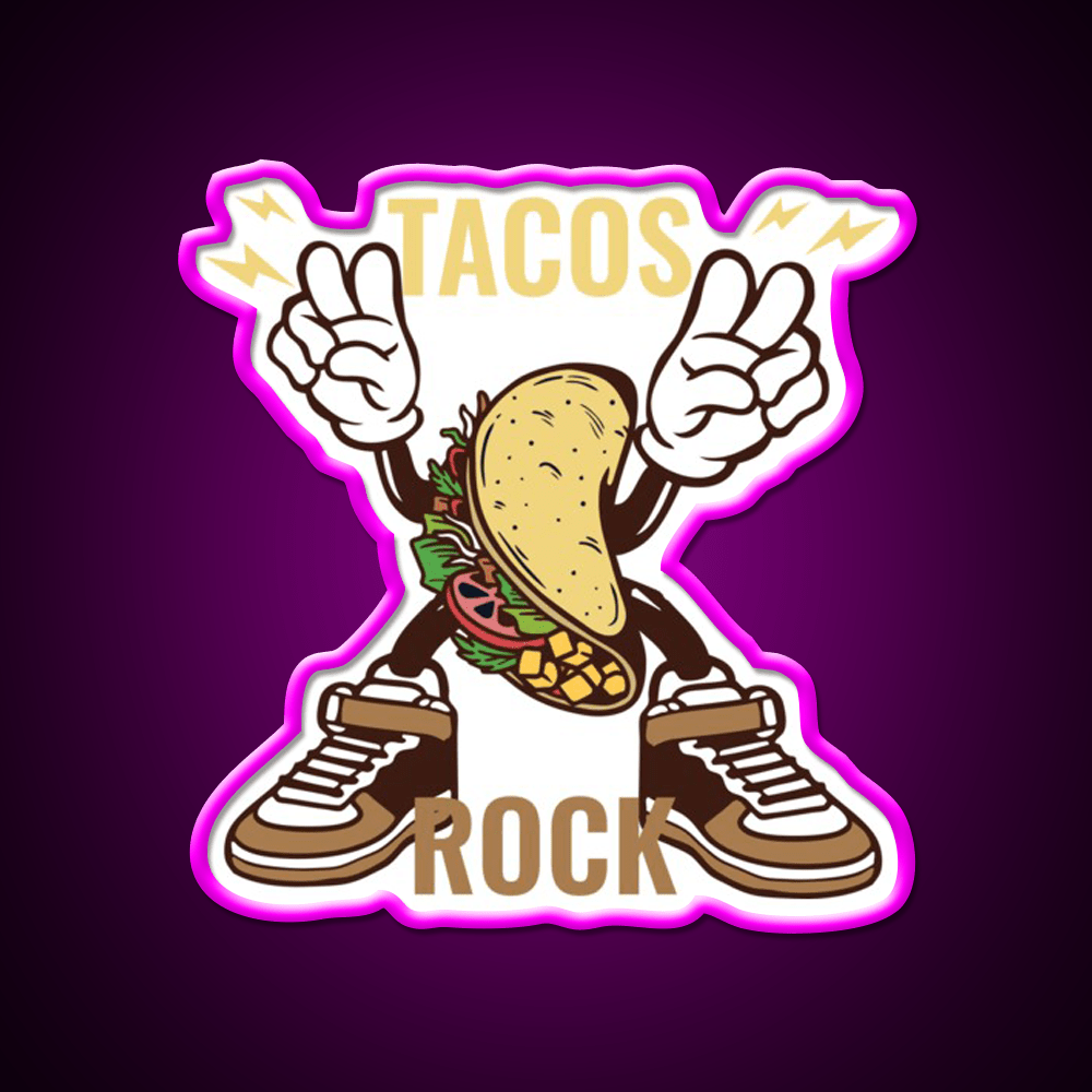 Tacos Rock Funny Food Taco Led Neon Sign Mexican Food Sign Rgb Color - Shineneon