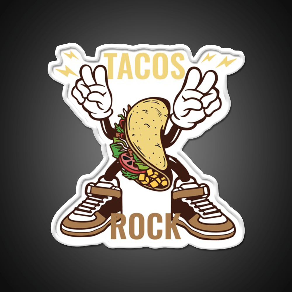 Tacos Rock Funny Food Taco Led Neon Sign Mexican Food Sign Rgb Color - Shineneon