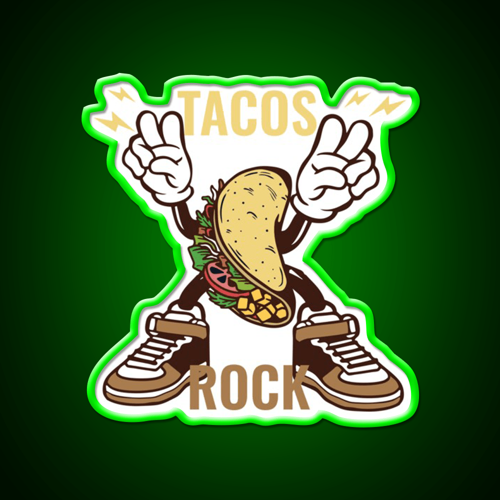 Tacos Rock Funny Food Taco Led Neon Sign Mexican Food Sign Rgb Color - Shineneon
