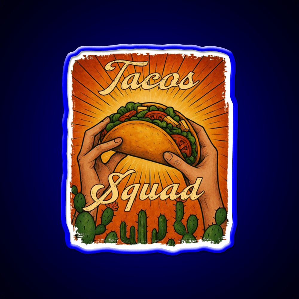 Tacos Squad Mexican Food Taco Led Neon Sign Mexican Food Sign Rgb Color - Shineneon