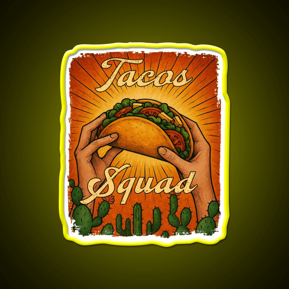 Tacos Squad Mexican Food Taco Led Neon Sign Mexican Food Sign Rgb Color - Shineneon