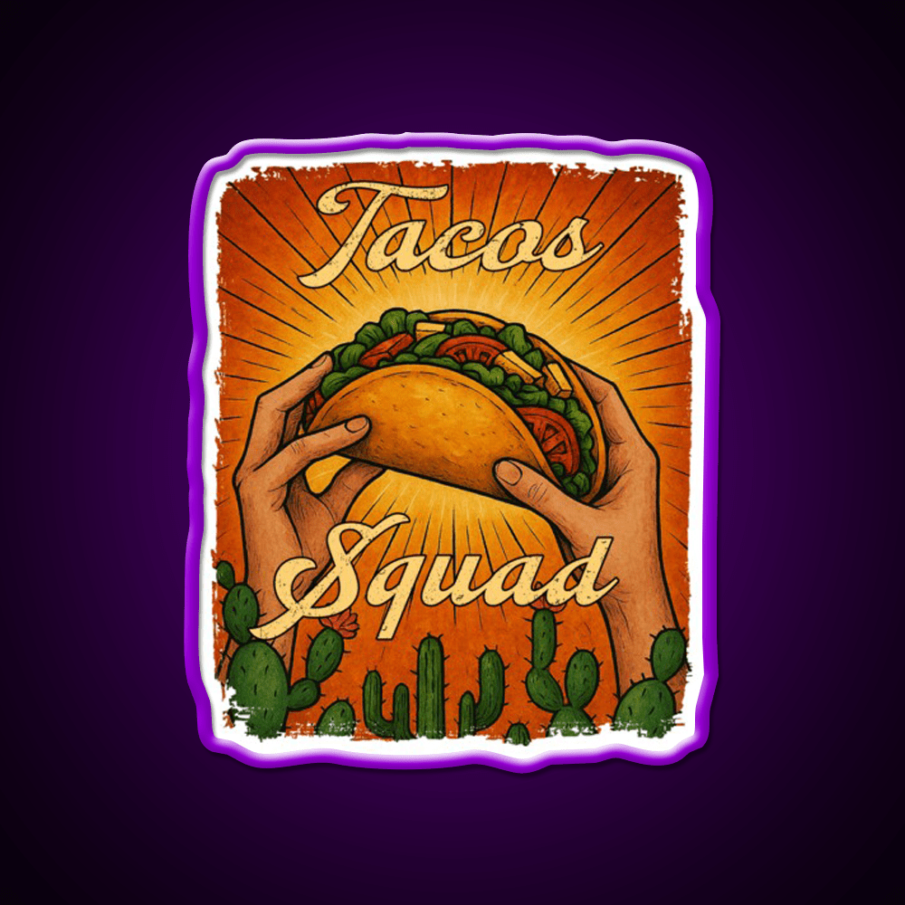 Tacos Squad Mexican Food Taco Led Neon Sign Mexican Food Sign Rgb Color - Shineneon