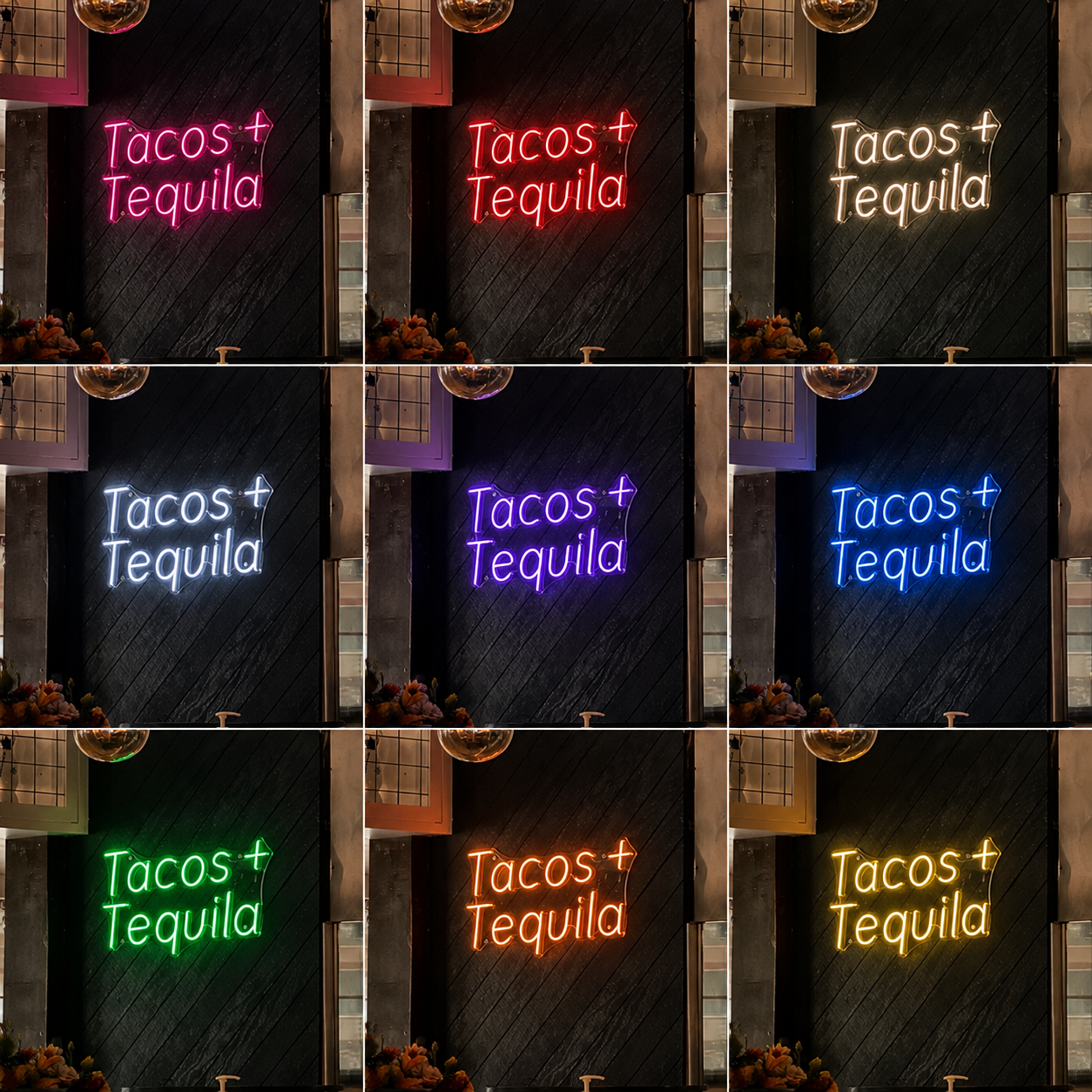 Tacos + Tequila LED Neon Sign - 05 Color Grid