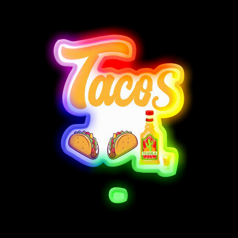 Tacos Tequila Party Drink Tequila Led Neon Sign Rgb Color - LED neon sign close-up detail