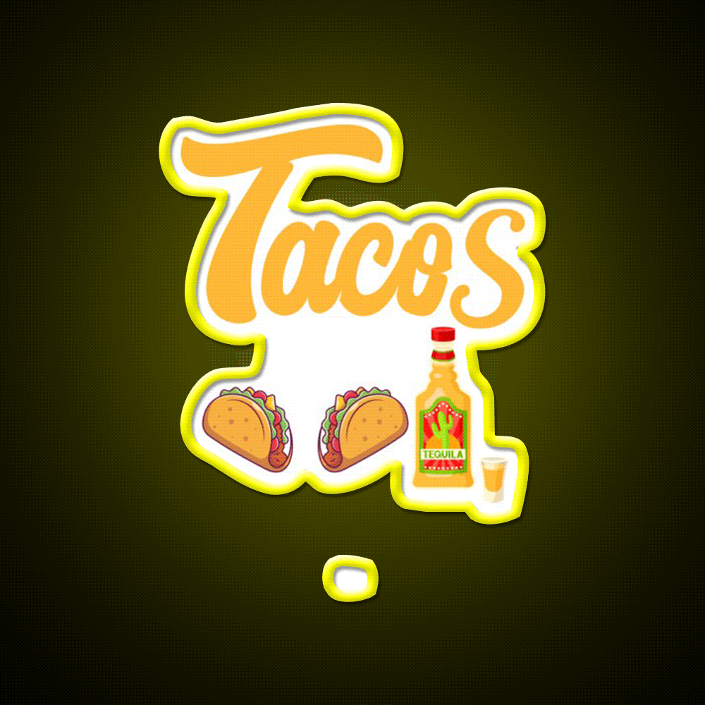 Tacos Tequila Party Drink Tequila Led Neon Sign Rgb Color - Custom LED neon sign front view