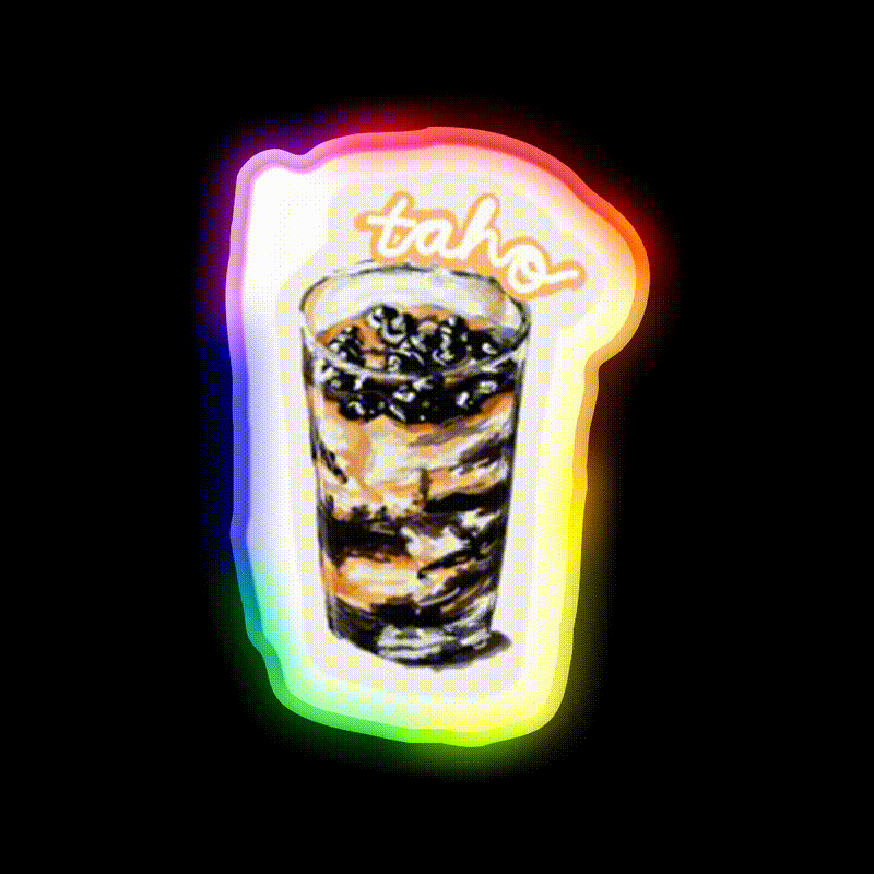 Taho Snack Food Led Neon Sign Rgb Color - LED neon sign close-up detail