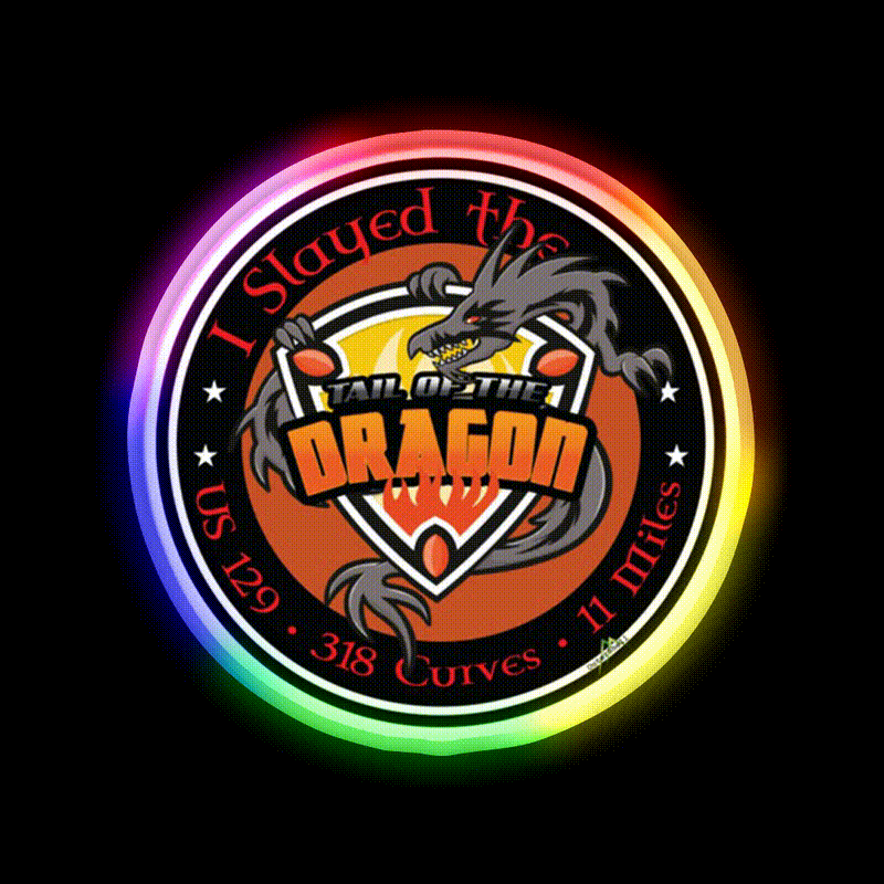 Tail Of The Dragon Road Us 129 Sports Car Whiskey Drink Bar Led Neon Sign Rgb Color