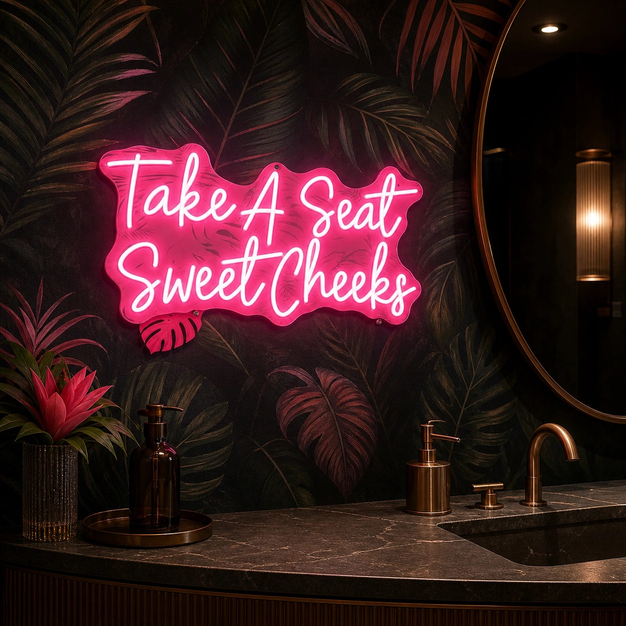 Take A Seat Sweet Cheeks LED Neon Sign Garage Man Cave Neon Sign real lifestyle scene