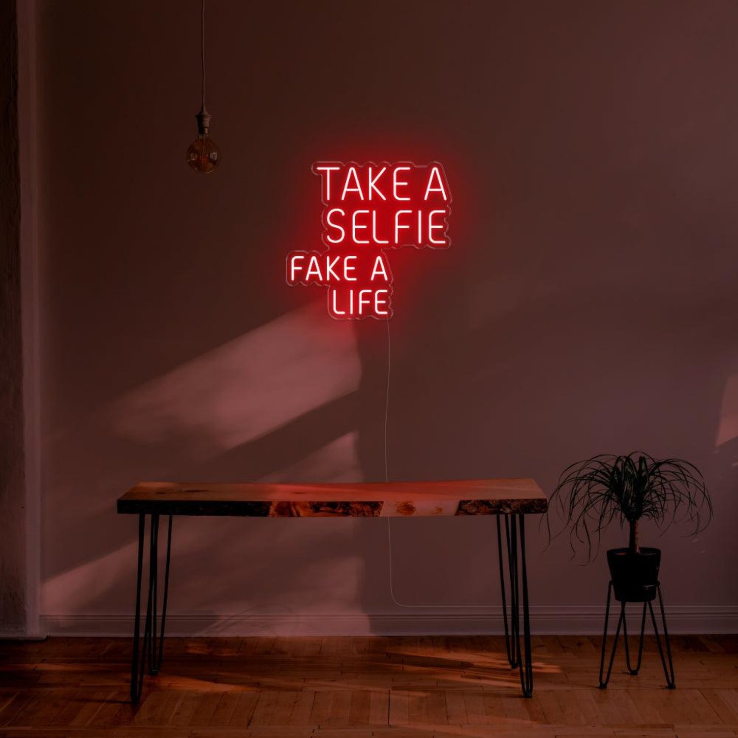 Take A Selfie Fake A Life Yellow Led Neon Sign For Modern Home Cafe Decor | Shineneon