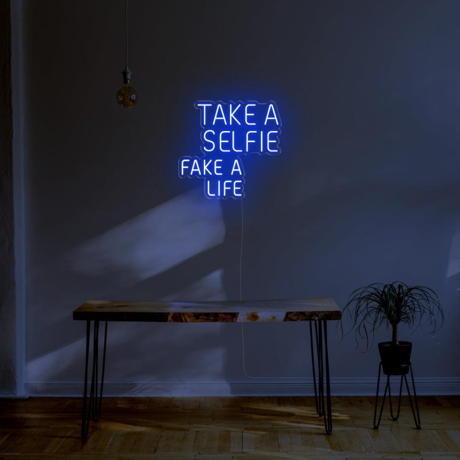 Take A Selfie Fake A Life Yellow Led Neon Sign For Modern Home Cafe Decor | Shineneon