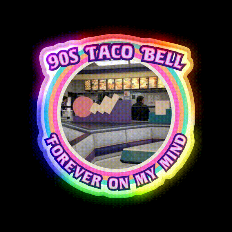 Take Me Back To 90S Taco Bell Fast Food Led Neon Sign For Burger Place Rgb Color - LED neon sign close-up detail