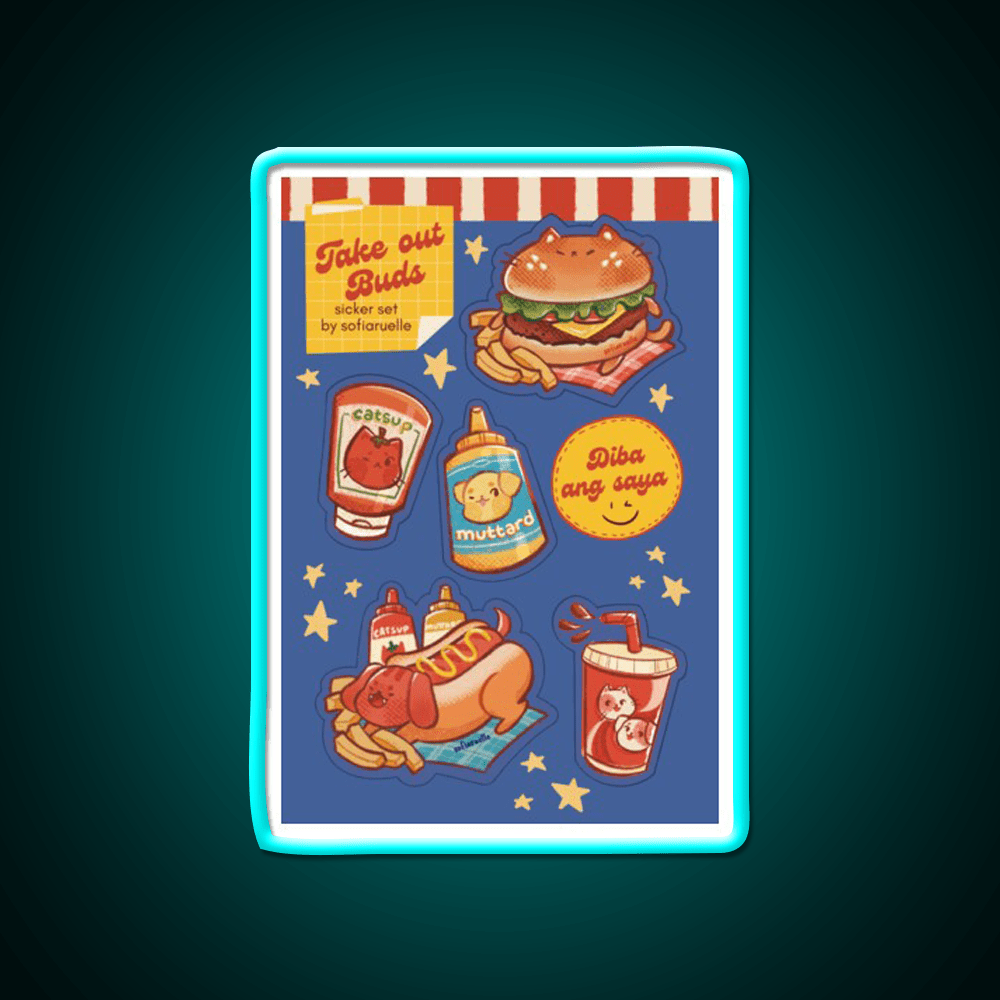 Take Out Buds Fast Food Led Neon Sign For Burger Place Rgb Color - Shineneon