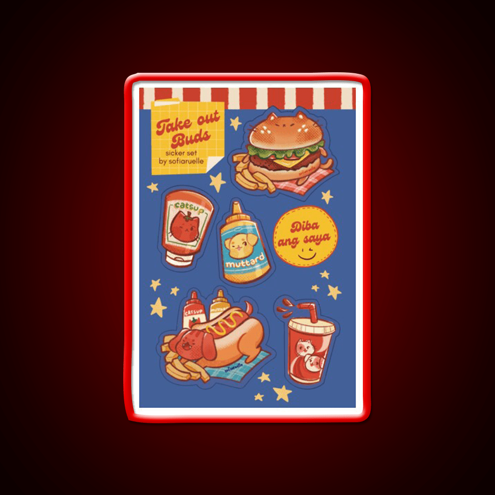 Take Out Buds Fast Food Led Neon Sign For Burger Place Rgb Color - Shineneon
