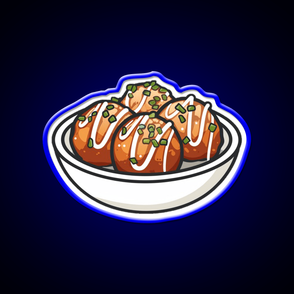Takoyaki Ball Shaped Japanese Snack Food Led Neon Sign For Snack Room Rgb Color - Shineneon