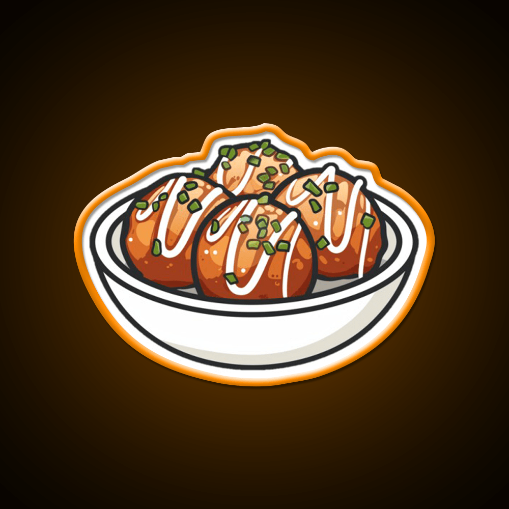 Takoyaki Ball Shaped Japanese Snack Food Led Neon Sign For Snack Room Rgb Color - Shineneon