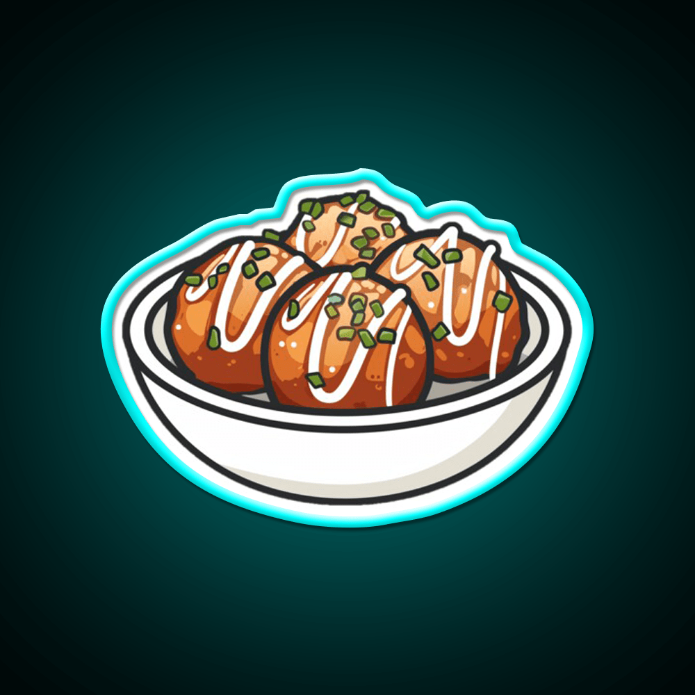 Takoyaki Ball Shaped Japanese Snack Food Led Neon Sign For Snack Room Rgb Color - Shineneon