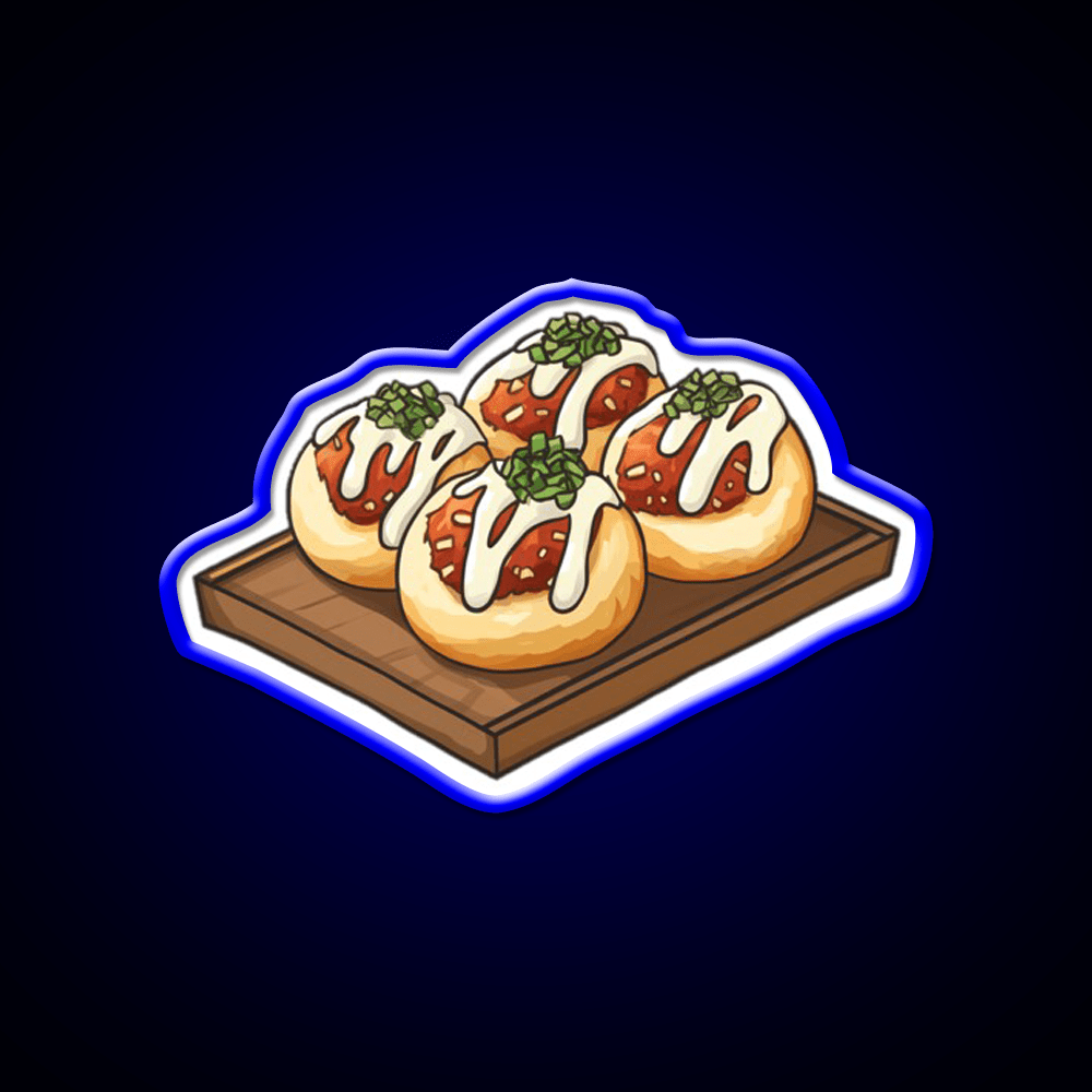 Takoyaki Ball Shaped Japanese Snack Food Led Neon Sign For Vending Area Rgb Color - Shineneon