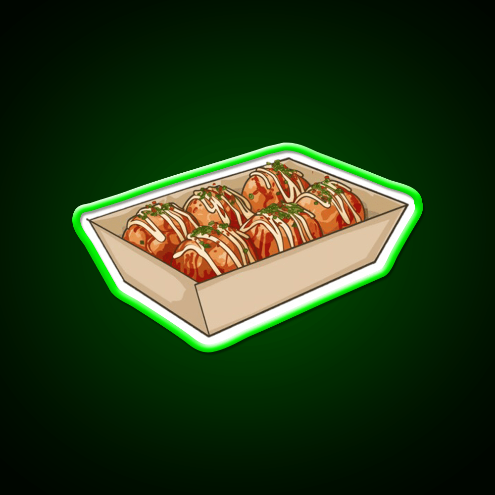 Takoyaki Ball Shaped Japanese Snack Food Led Neon Sign Rgb Color - Shineneon