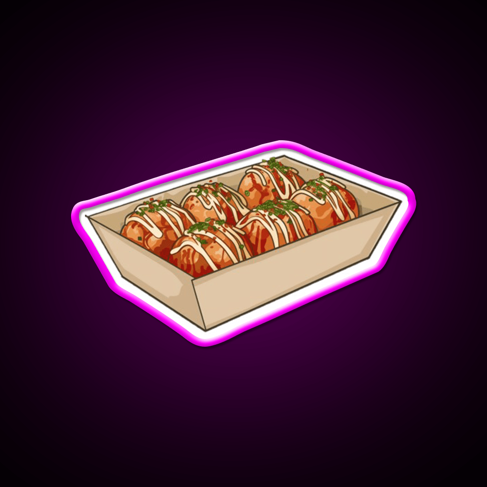 Takoyaki Ball Shaped Japanese Snack Food Led Neon Sign Rgb Color - Shineneon