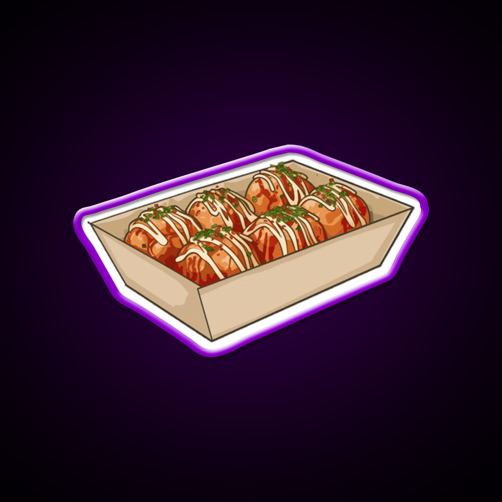 Takoyaki Ball Shaped Japanese Snack Food Led Neon Sign Rgb Color - Shineneon