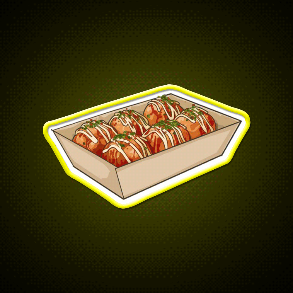 Takoyaki Ball Shaped Japanese Snack Food Led Neon Sign Rgb Color - Custom LED neon sign front view