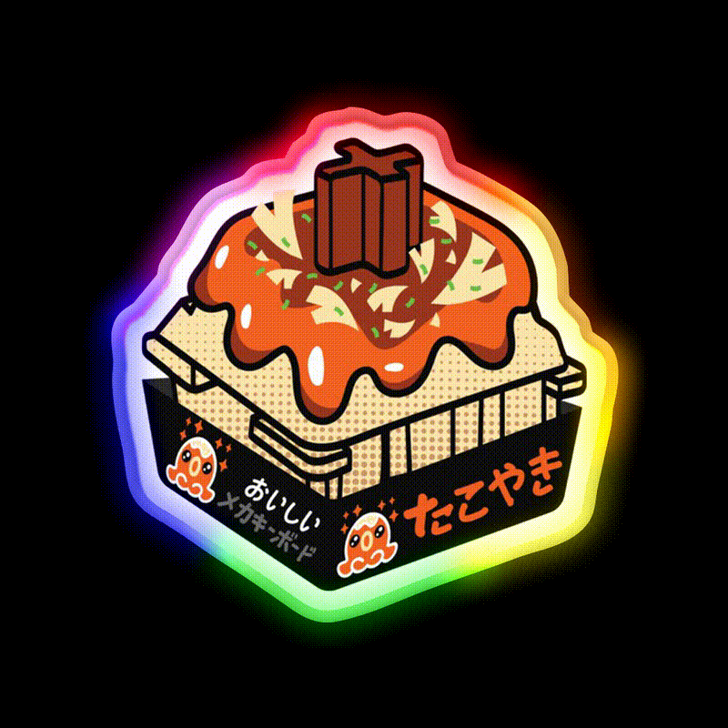 Takoyaki Switch Snack Food Led Neon Sign Rgb Color - LED neon sign close-up detail