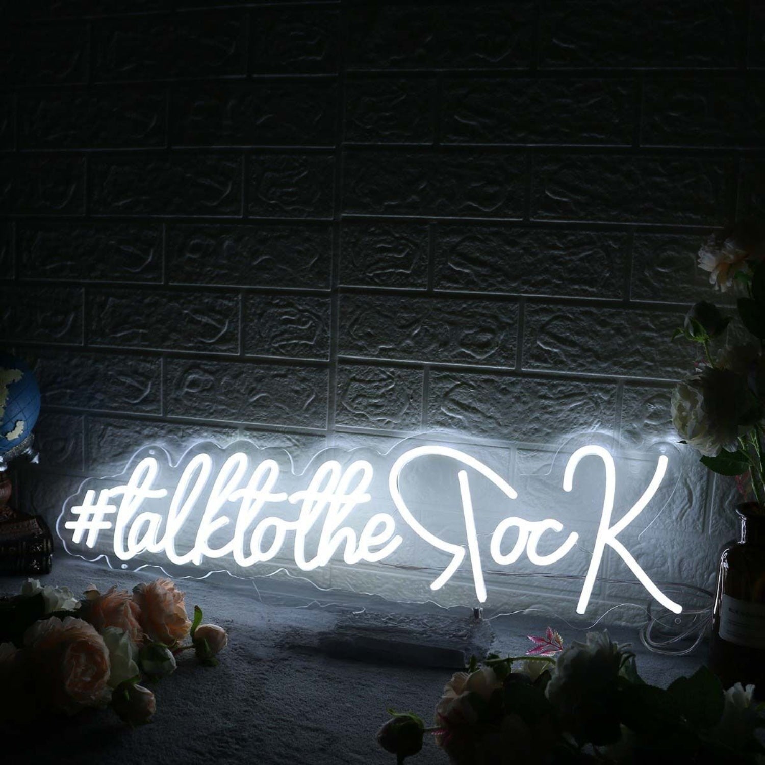 Talk To The Rock White Led Neon Sign - Shineneon